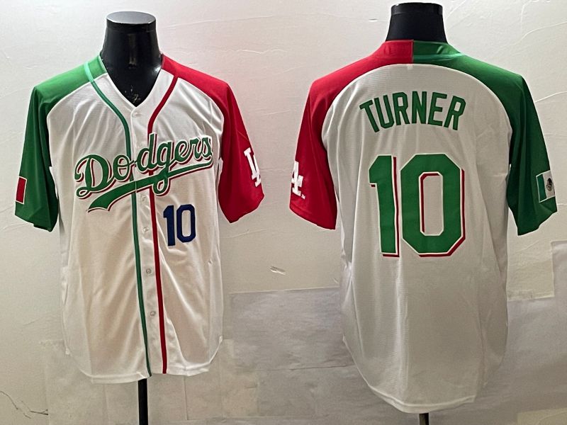 Men Los Angeles Dodgers #10 Turner White Green Game 2025 Nike MLB Jersey style 8->los angeles dodgers->MLB Jersey